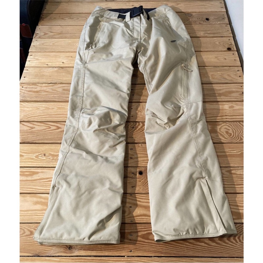Cream Cargo Pants with Drawstring Waist and Reinforced Knees